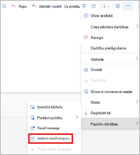 Atkārtoti nosūtīt ziņojumu programmas Outlook jaunajās un tīmekļa versijās.