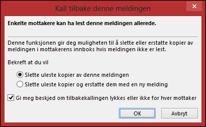 Tilbakekall denne meldingsboksen