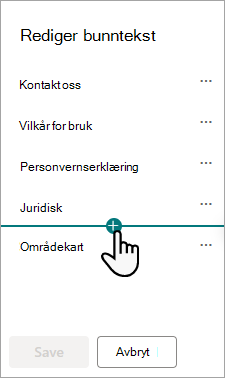 Dialogboksen Rediger bunntekst.