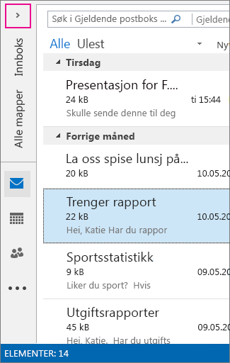 Visning som ikoner i minimert mapperute