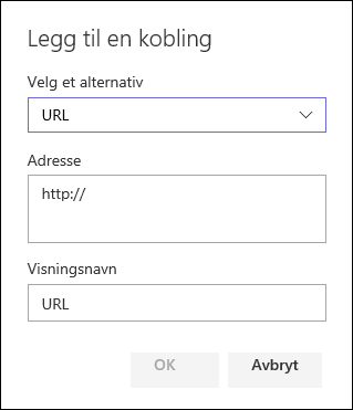 Legge til en url-adressekobling til venstre for et SharePoint-gruppeområde