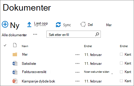 SharePoint-områdebibliotek