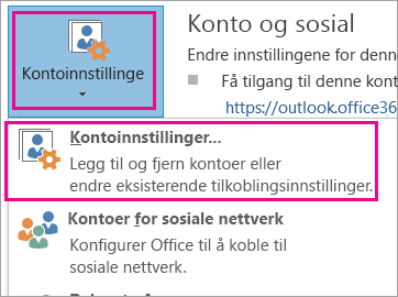 For å fjerne Gmail-kontoen, velger du Fil, Kontoinnstillinger, Kontoinnstillinger.