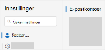 Skjermbilde av Innstillinger som viser kontoer > e-postkontoer