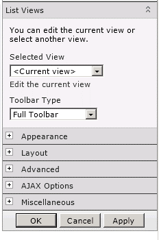 Web Part menu