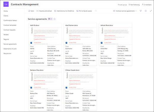 Preview of the Service Agreements page