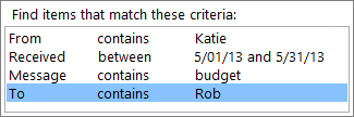 Fields, conditions, and values