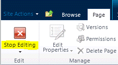 Stop Editing button on Page tab