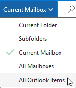 Use the drop down menu to select a different mailbox or subfolder.