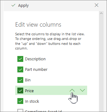 Use up or down arrows, or drag and drop column position