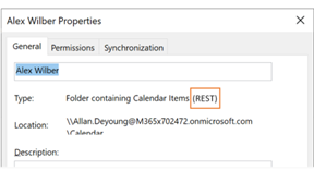 You can use the Calendar properties to confirm if you're using the REST or MAPI interfaces.