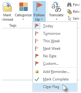 Clear Flag command on the ribbon
