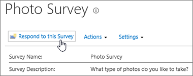 Screenshot of the survey page with Respond to this survey highlighted.