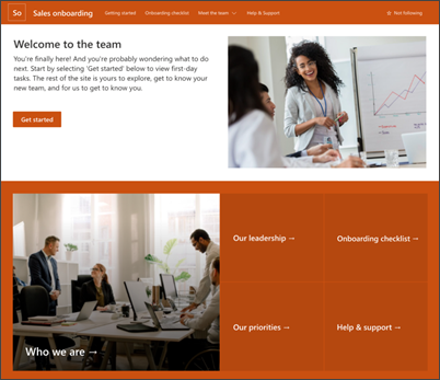 image of the new employee onboarding home page