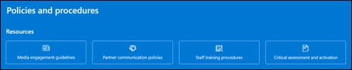 Preview of the quick links web part showcasing links to policy and procedures resources.