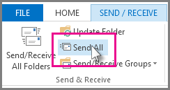 The Send All button in Outlook 2013