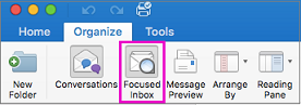 Focused Inbox button on the Organize tab of the ribbon