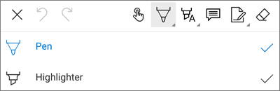 OneDrive for Android PDF Markup Pen Menu