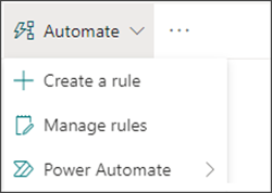 Image of the Automate menu with Power Automate selected