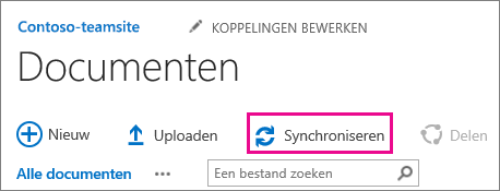 De opdracht Synchroniseren in een SharePoint-documentbibliotheek