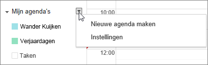 Kies Mijn agenda en kies Instellingen