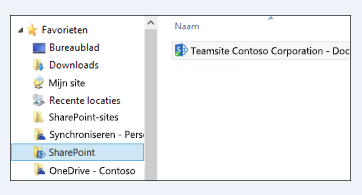 gesynchroniseerde sitebibliotheken weergeven in de sharepoint-map onder favorieten
