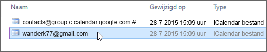 Kies het bestand dat eindigt op gmail.com om dit te importeren.