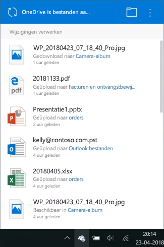 OneDrive-scherm voor het verwerken van wijzigingen