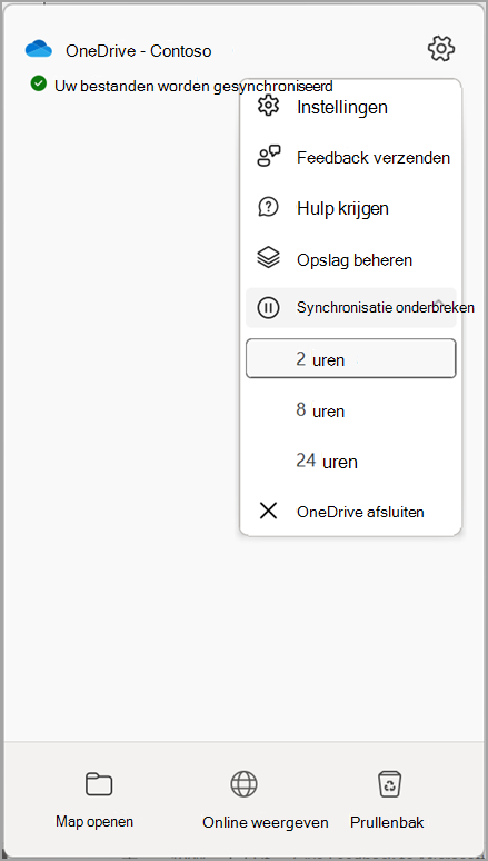 OneDrive-instellingen Synchronisatie onderbreken