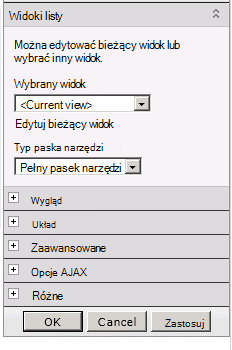 Menu składnika Web Part