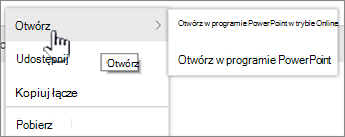 Menu wielokropka Plik z wyróżnione poleceniem Otwórz