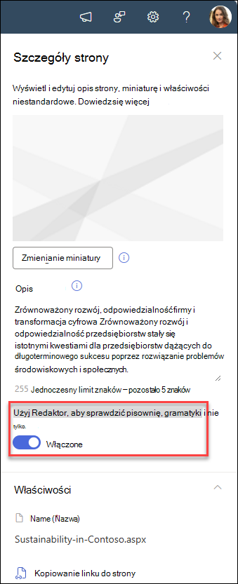 zrzut ekranu przedstawiający włączanie lub wyłączanie przycisku edycji przełącznika