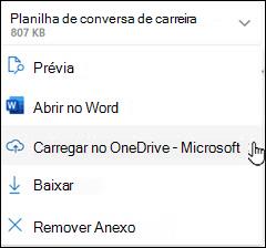 novo carregamento do Outlook para a janela do OneDrive