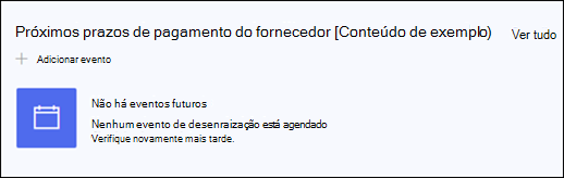 Versão prévia da Web Part de Eventos.