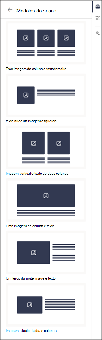 Lista completa de modelos de seção