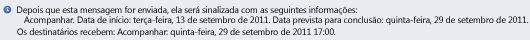 Barra de Informações para uma mensagem com lembretes de Acompanhamento