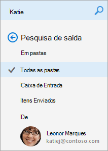 Uma captura de tela do painel de navegação de resultados de pesquisa.