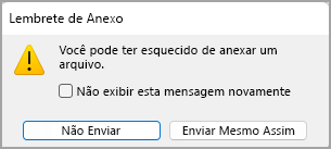 Imagem da caixa de diálogo 'Lembrete de Anexo'.
