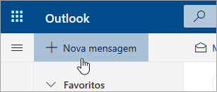 Uma captura de ecrã do botão Nova mensagem