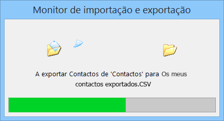 Um imagem da caixa de progresso de exportação.