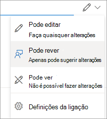 Permissões rápidas na caixa de diálogo Partilhar do OneDrive