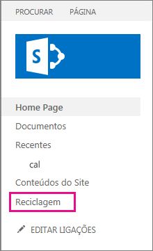 Selecione Reciclagem na navegação à esquerda.