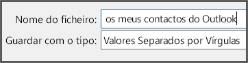 Atribua um nome ao seu ficheiro de contactos.