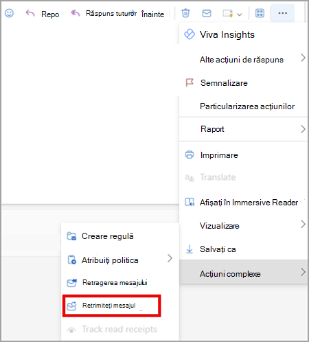 Retrimiteți mesajul în versiunile noi și web de Outlook.