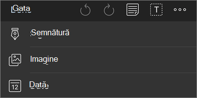 Mai multe opțiuni pentru meniul de navigare Marcaj PDF OneDrive pentru iOS