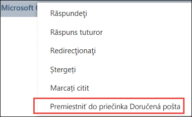 Premiestniť do priečinka Doručená pošta