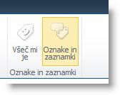 Ukaz za družabne oznake na zavihku »Seznam« ali »Knjižnica« traku