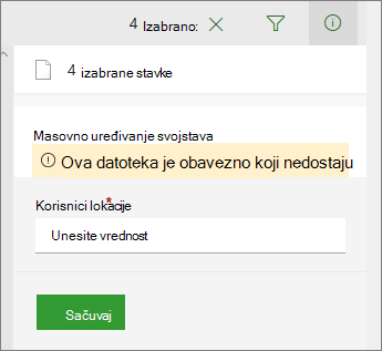 Lista detalja sa datotekama na koje je potrebna pažnja