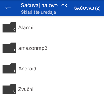 Čuvanje datoteka iz usluge OneDrive