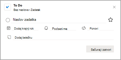 Snimak ekrana koji prikazuje iskačući dijalog Zaduženja.